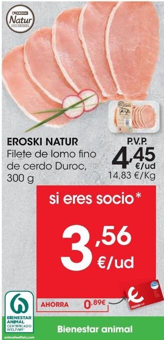 Eroski Eroski natur filete de lomo fino de cerdo duroc oferta