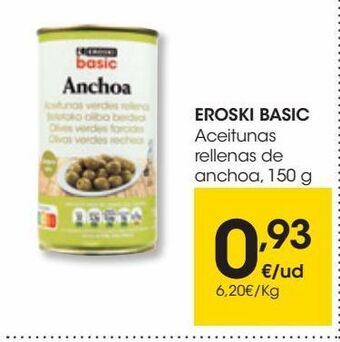 Eroski Eroski aceitunas rellenas de anchoa 150 g oferta