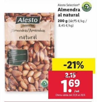 Lidl Almendras alesto oferta