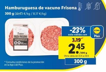 Lidl Hamburguesas de vacuno oferta