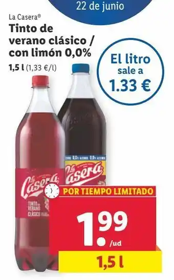 Lidl Tinto de verano la casera oferta