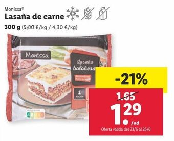 Lidl Lasaña de carne monissa oferta