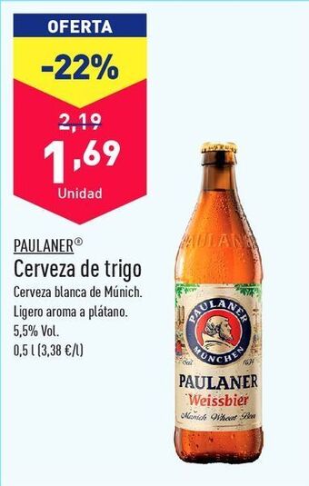 ALDI Cerveza de trigo paulaner oferta