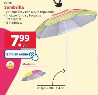 Lidl Sombrilla de playa crivit oferta