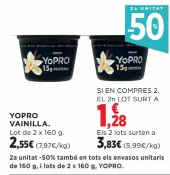 Hipercor YOPRO VAINILLA. Lot de 2 x 160 g. oferta