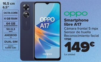 Carrefour Oppo smartphone libre a17 oferta