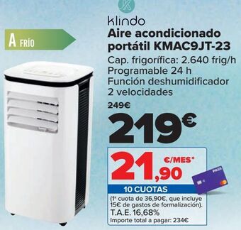 Carrefour Klindo aire acondicionado portátil kmac9jt-23 oferta