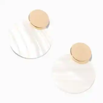 Claire's Gold marbled double disc 2 drop earrings oferta