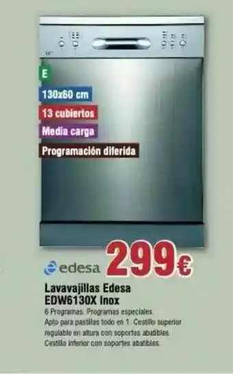 FROIZ Lavavajillas Edesa Edw6130x Inox oferta