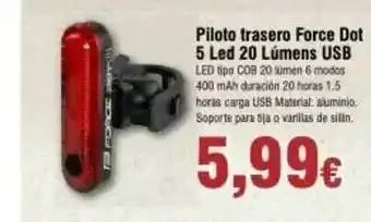FROIZ Piloto Trasero Force Dot 5 Led 20 Lúmenos Usb oferta