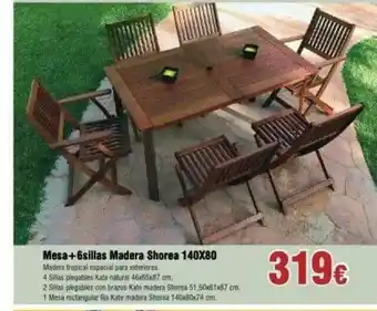 FROIZ Mesa + 6sillas Madera Shorea 140x80 oferta