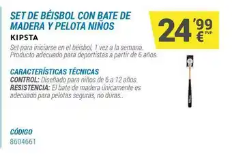 Kipsta Set De Béisbol Con Bate De Madera Y Pelota Niños