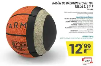 Decathlon Balón De Baloncesto Bt 100 Talla 5, 6 Y 7 oferta