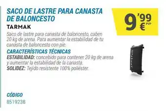 Decathlon Saco De Lastre Para Canasta De Baloncesto oferta