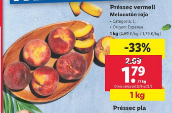 Lidl Préssec vermell Melocotón rojo oferta