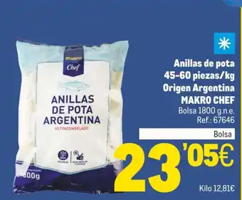 Makro Anillas de pota 45-60 piezas/kg oferta