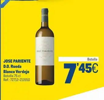 Makro JOSE PARIENTE D.O. Rueda Blanco Verdejo Botella 75 cl Ref.: 72712-211550 oferta