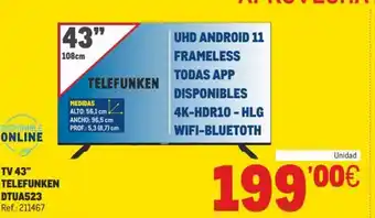 Makro TV 43" TELEFUNKEN DTUA523 Ref.: 211467 oferta