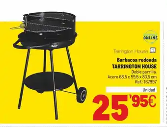 Makro Barbacoa redonda TARRINGTON HOUSE Doble parrilla. Acero 68,5 x 59,5 x 83,5 cm oferta