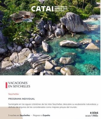 Catai Vacaciones en seychelles catal seychelles programa individual descubre el mundo que imaginas sumérgete en las aguas cris oferta