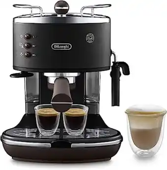 Amazon Delonghi ecov311.bk cafetera espresso vintage icona, independiente, semi-autom?tica, 1050 w, 1.4 l, 15 bares, color negro oferta