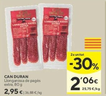 Caprabo CAN DURAN Llonganissa de pagès extra, 80 g oferta