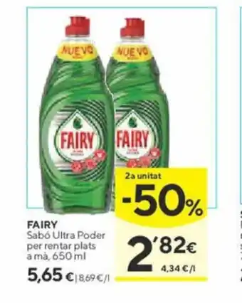 Caprabo FAIRY Sabó Ultra Poder per rentar plats a mà,650ml oferta