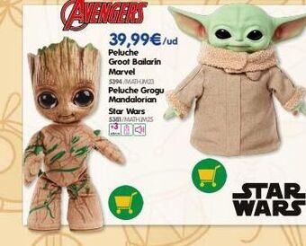 Don Dino 39,99€/ud peluche groot bailarin marvel 5394/mathim23 peluche grogu mandalorian star wars 5381/mathim25 star wars oferta