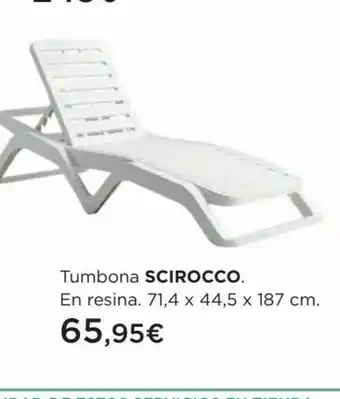 Hipercor Tumbona SCIROCCO. En resina. 71,4 x 44,5 x 187 cm. oferta