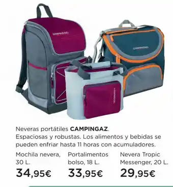 Hipercor Mochila nevera, 30 L. Portalimentos bolso, 18 L. Nevera Tropic Messenger, 20 L. oferta