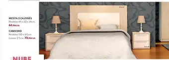 BricoCentro Mesita 2 cajones medidas 45 x 50 x 34cm: 64,95€/ud. cabecero medidas 130 x 165cm. grosor 2,5cm. 72,95€/ud. 8134107 34.10 oferta