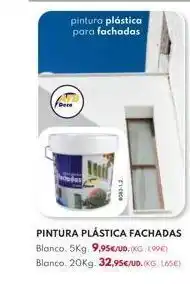 BricoCentro Pintura plástica para fachadas pintura plástica fachadas blanco. 5kg. 9,95€/ud. (kg:1,99€) blanco. 20kg. 32,95€/ud. kg 165€) oferta