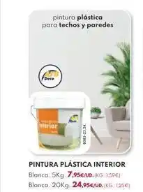 BricoCentro Pintura plástica para techos y paredes 1 15 8083-23.24. pintura plástica interior blanco. 5kg. 7,95€/ud. (kg:1.59€) blanc oferta