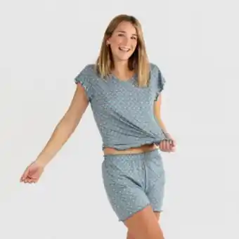 Tramas+ Pijama corto mujer punto sedoso hello indigo oferta