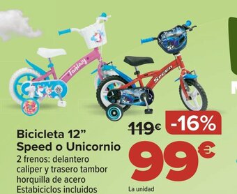 Carrefour Bicicleta 12" Speed o Unicornio oferta