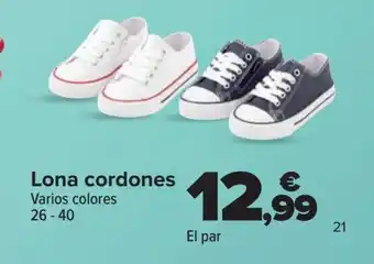 Carrefour Lona cordones Varios colores 26-40 oferta