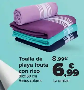 Carrefour Toalla de playa fouta con rizo 90x160 cm Varios colores oferta