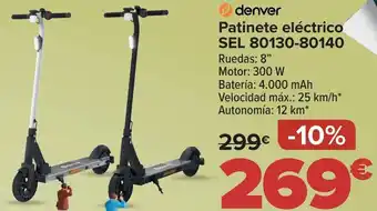 Carrefour Patinete eléctrico sel 80130-80140 denver oferta