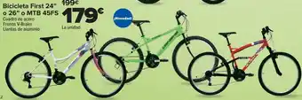 Carrefour Bicicleta first 24 o 26 o mtb 45fs oferta