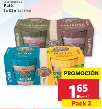 Lidl Casa Tarradellas Paté 2 x 125g oferta