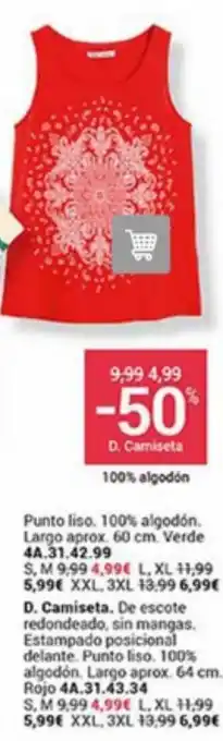 Venca Camiseta sin mangas oferta