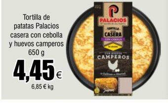 FROIZ Tortilla de patatas Palacios casera con cebolla y huevos camperos 650 g oferta