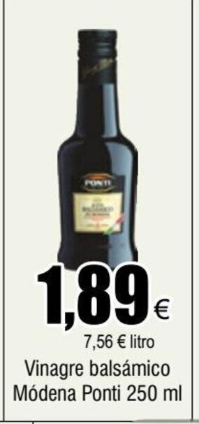 FROIZ Vinagre balsámico Módena Ponti 250 ml oferta