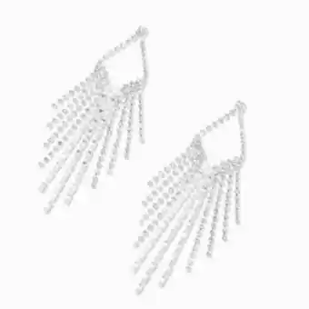 Silver crystal baguette fringe 4 drop earrings