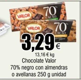 FROIZ Chocolate Valor 70% negro con almendras o avellanas 250 g unidad oferta