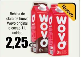 FROIZ Bebida de clara de huevo Wovo original o cacao 1 L oferta