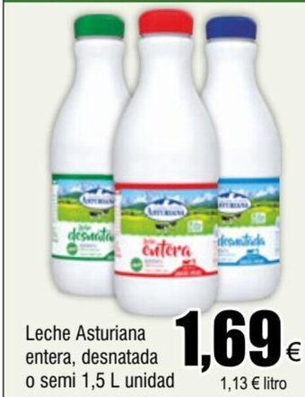FROIZ Leche Asturiana entera, desnatada o semi 1,5 L unidad oferta