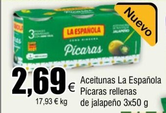 FROIZ Aceitunas La Española Pícaras rellenas de jalapeño 3x50 g oferta