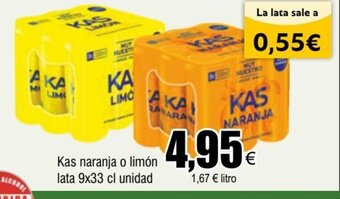 FROIZ Kas naranja o limón lata 9x33 cl unidad oferta