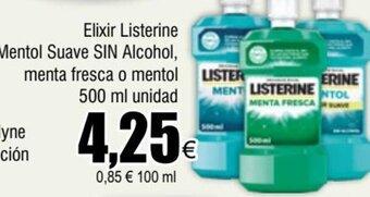 FROIZ Elixir Listerine Mentol Suave SIN Alcohol, menta fresca o mentol 500 ml unidad oferta